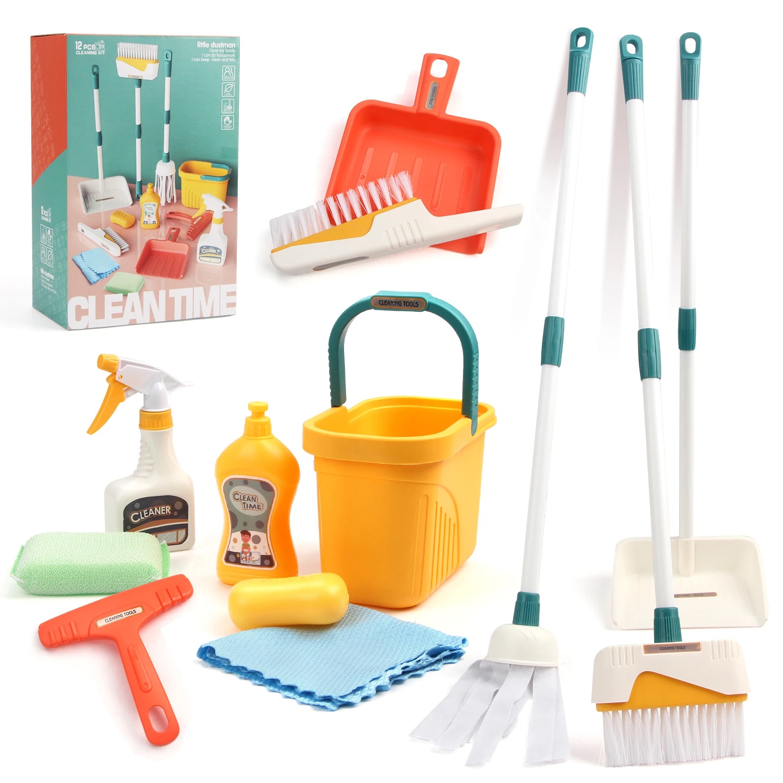 Kids Outdoor Broom - 12 قطعة/المجموعة الاطفال تنظيف مجموعة لوازم