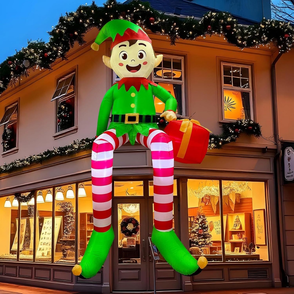 Kids Outdoor Gifts - 8FT عيد الميلاد المطاطية يجلس قزم