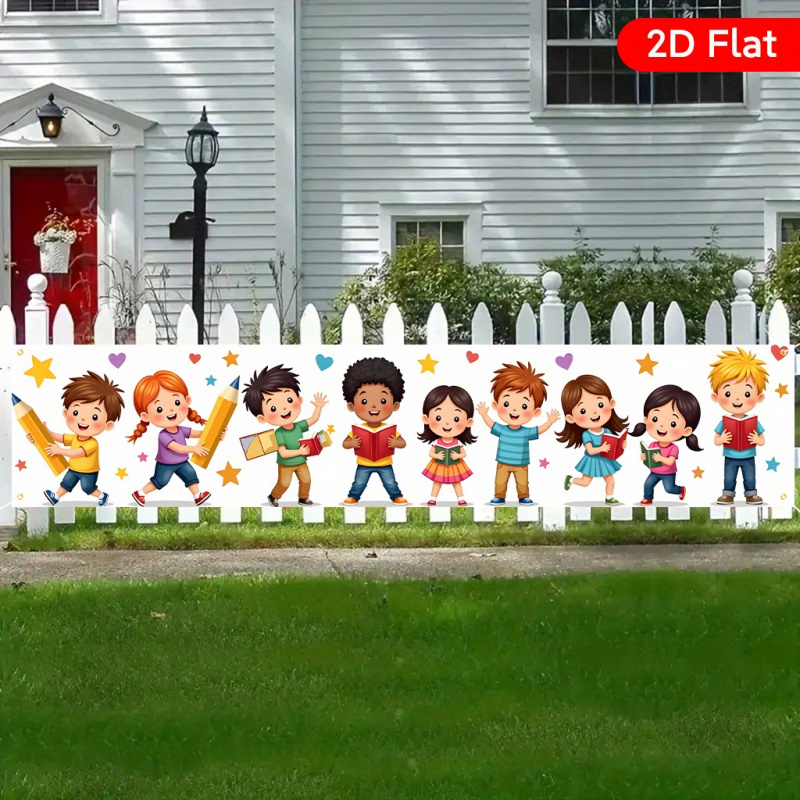 Kids Outdoor Fence - لافتة VIKAMA للعودة إلى المدرسة، طباعة