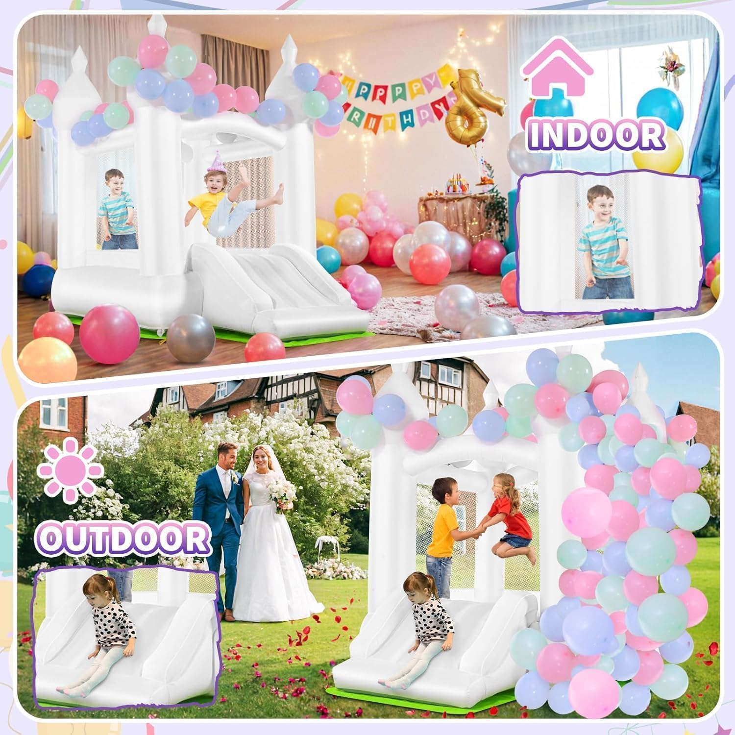 قلعة نطاطية بيضاء للأطفال من س - مراجعة Kids Outdoor Slide وسعره