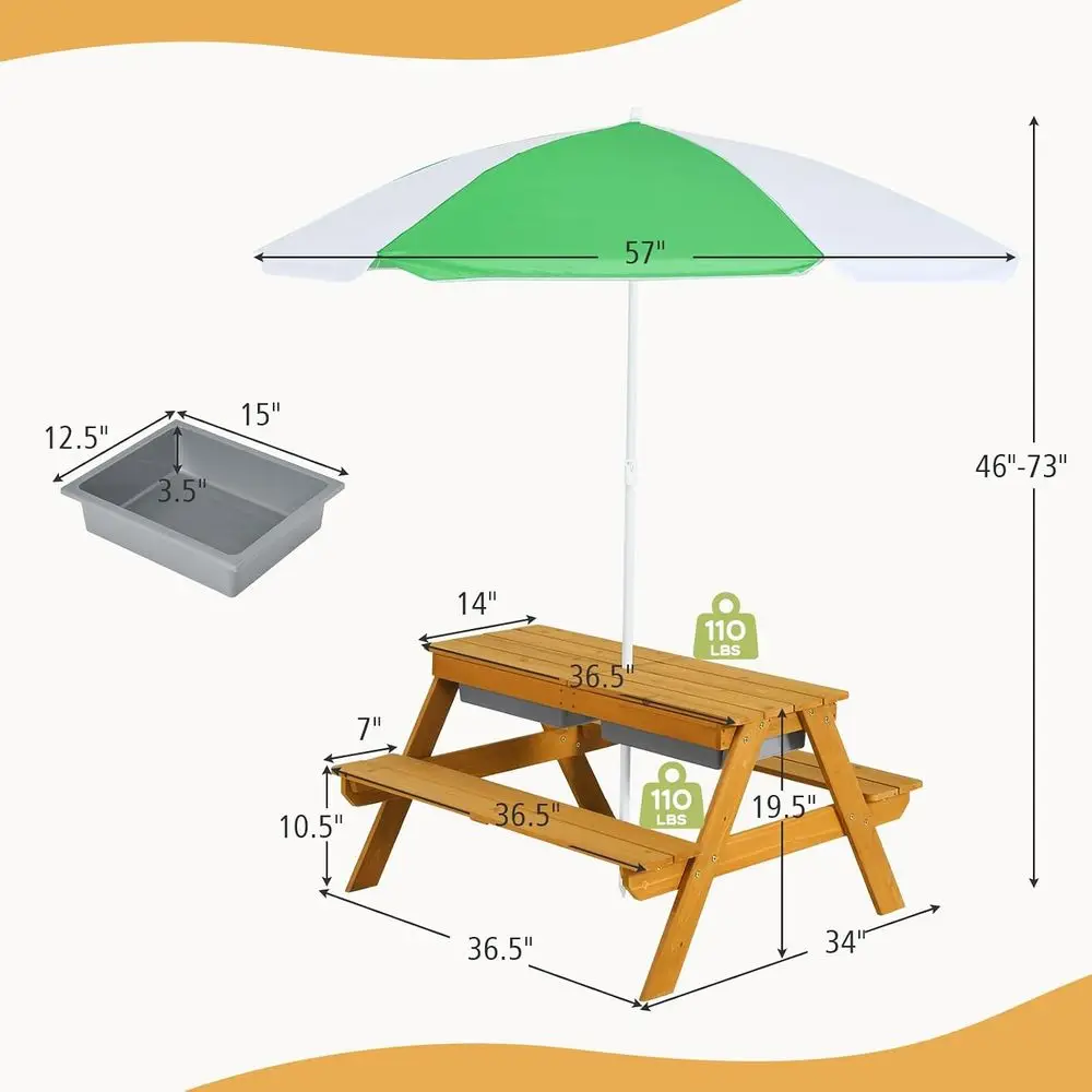 طاولة نزهة للأطفال 3 في 1 قابل - مراجعة Kids Outdoor Umbrella وسعره