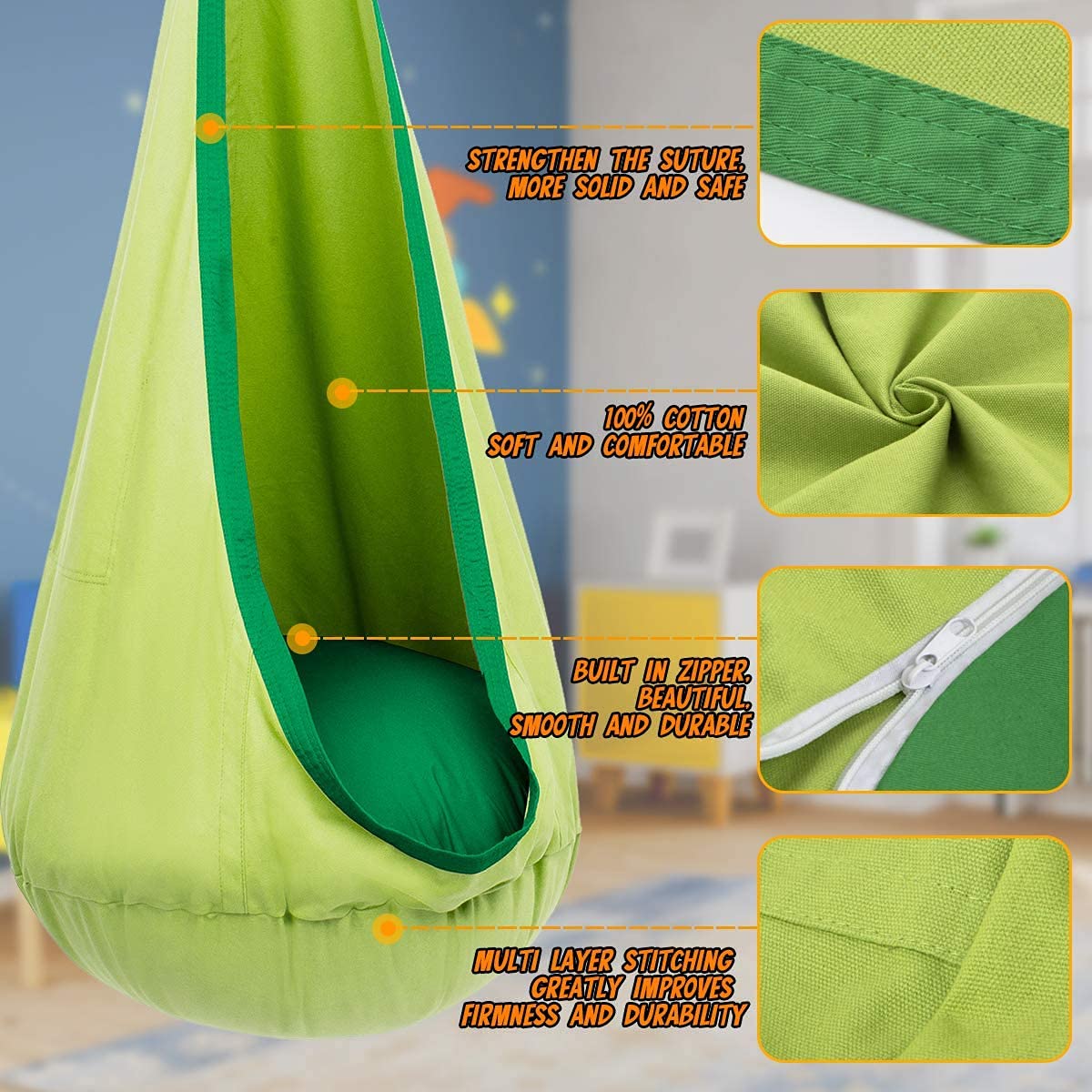 1 قطعة الاطفال جراب سوينغ مقعد - مراجعة Kids Yellow Outdoor Chair وسعره