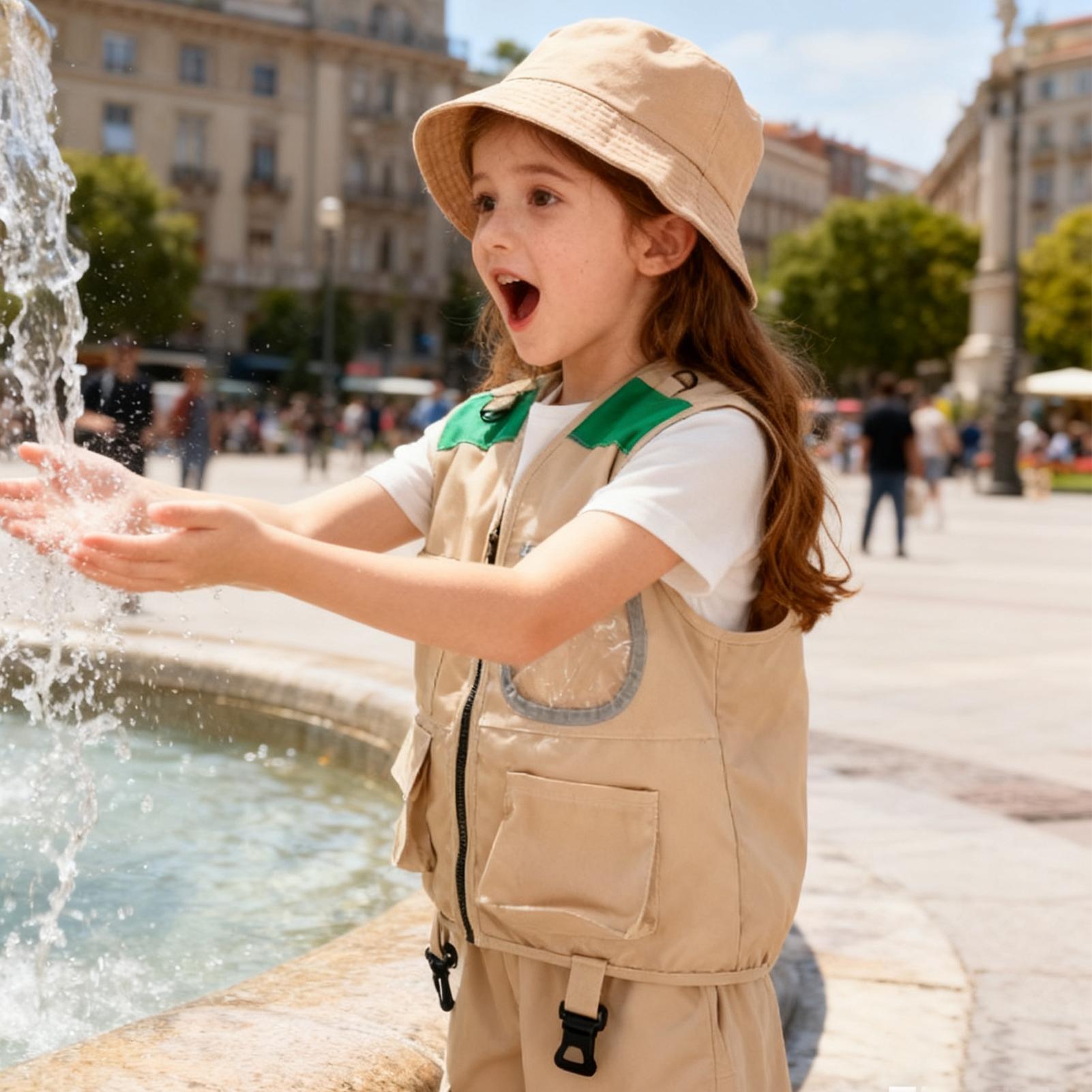 طقم قبعة وسترة استكشافية للأطف - مراجعة Kids Outdoor Umbrella وسعره