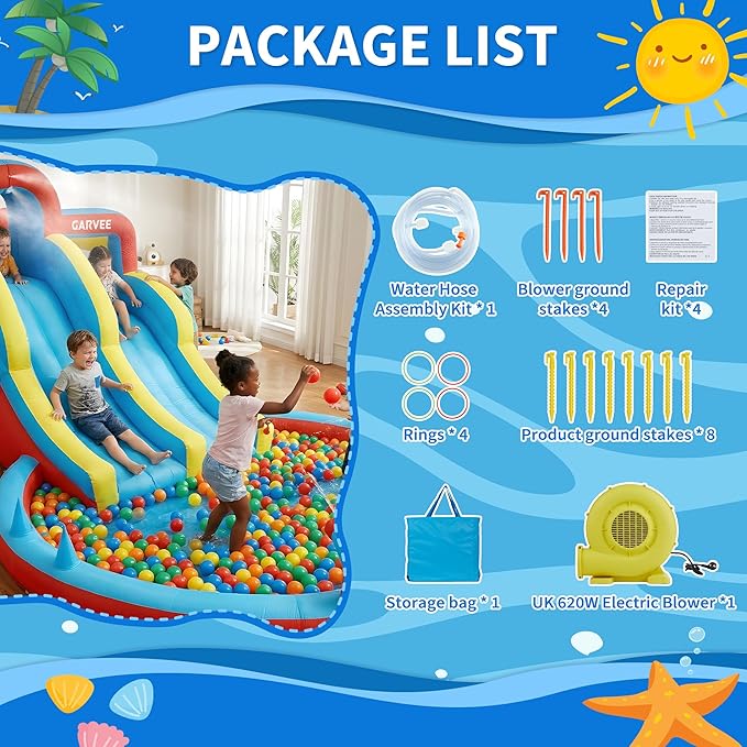 حديقة مائية قابلة للنفخ 8 في 1 - مراجعة Kids Outdoor Slide وسعره