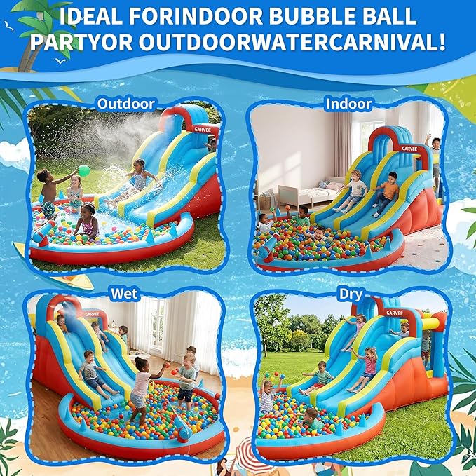 حديقة مائية قابلة للنفخ 8 في 1 - مراجعة Kids Outdoor Slide وسعره