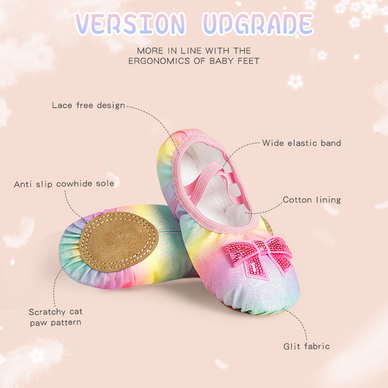 حذاء باليه لامع للبنات مع قوس  - مراجعة Kids Indoor Outdoor Slippers وسعره