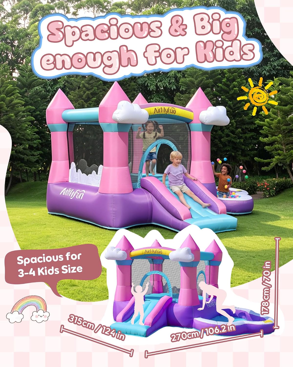 بيت قفز قابل للنفخ باللون الور - مراجعة Kids Outdoor Slide وسعره