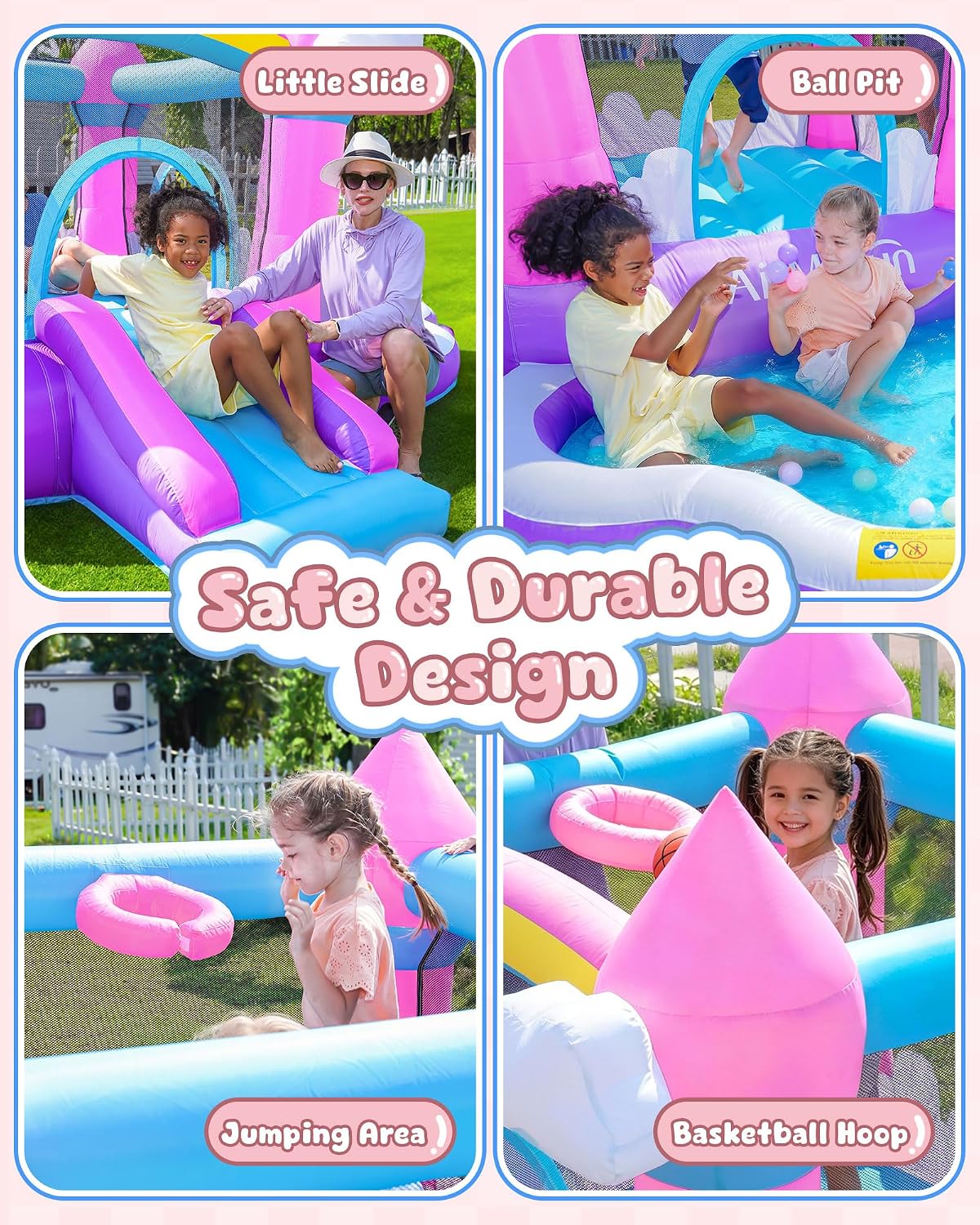 بيت قفز قابل للنفخ باللون الور - مراجعة Kids Outdoor Slide وسعره