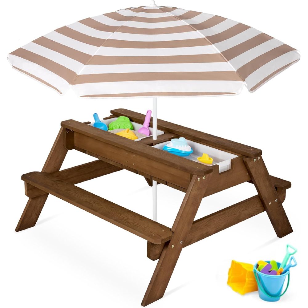 طاولة نزهة للأطفال مع مظلة، طا - مراجعة Kids Outdoor Umbrella وسعره